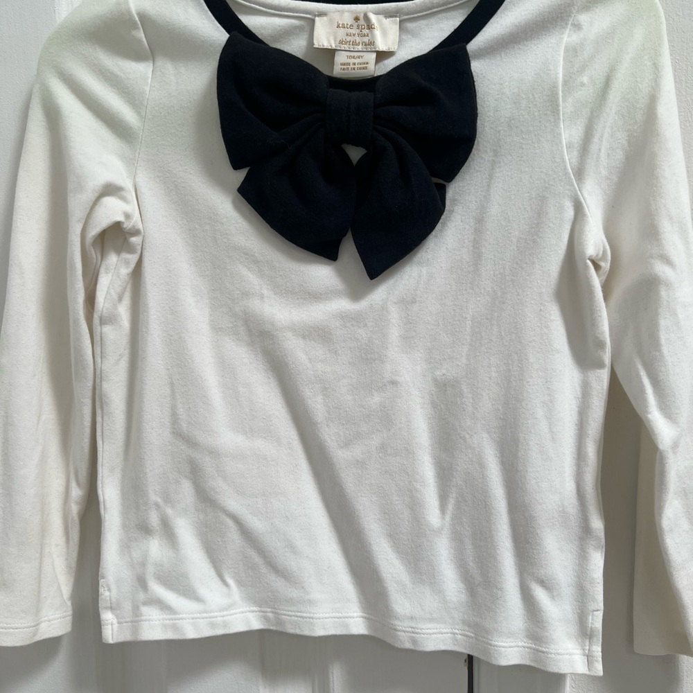 Kate Spade Kids White Shirt with Black Bow